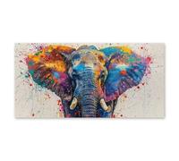 Impresión abstracta de lienzo de elefante, arte de pared de animales, póster de acuarela, impresiones para sala de estar, dormitorio, decoración del hogar, 70 x 140 cm (28 x 56 pulgadas) con marco