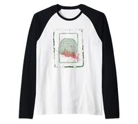 Impresión abstracta estilo grunge laberinto cerebral Camiseta Manga Raglan