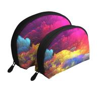 Impresión Acuarela Arte Hermosa Tinta, Bolsa de Maquillaje de Concha, Monedero pequeño para Mujer, Bolsa de artículos de tocador, Bolsa de cosméticos, 2 Piezas