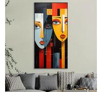 Impresión artística abstracta moderna de rostros - Pintura decorativa estilo Pablo Picasso para sala de estar, dormitorio, hogar, decoración de pared (30 x 60 cm)