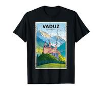 Impresión artística con vista panorámica del castillo de Vaduz de Liechtenstein Camiseta