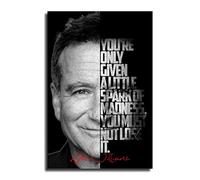 Impresión artística de pared con cita de Robin Williams Little Spark of Madness, perfecta para la oficina y la decoración del hogar, es un gran regalo asequible, póster inspirador y motivacional para
