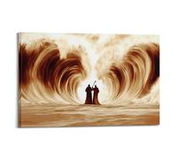Impresión artística de pared con diseño de fe del Antiguo Testamento, Moisés partiendo el mar rojo, escenas inspiradoras de la Biblia, pósteres, decoración de pared cristiana devocional con elementos