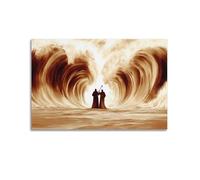 Impresión artística de pared con diseño de fe del Antiguo Testamento, Moisés partiendo el mar rojo, escenas inspiradoras de la Biblia, pósteres, decoración de pared cristiana devocional con elementos