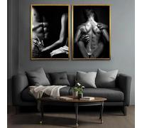 Impresión artística de pared en blanco y negro con tentación, póster de arte sensual, pintura en lienzo de pareja sexy para decoración del hogar, dormitorio, 40 x 60 cm, 2 piezas, sin marco