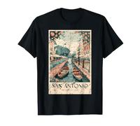 Impresión artística de Viaje Vintage de San Antonio Texas River Walk Camiseta