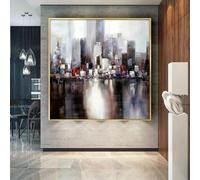 Impresión artística en lienzo, imágenes de gran vista de la ciudad, pinturas murales, lienzo, arte de pared nórdico para decoración moderna del hogar, dormitorio, 30x30cm(12x12in) con marco