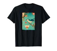 Impresión artística Japonesa de Madera con diseño de pájaro Ukiyo-e Cherry Camiseta