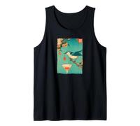 Impresión artística Japonesa de Madera con diseño de pájaro Ukiyo-e Cherry Camiseta sin Mangas
