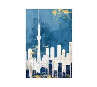 Impresión artística minimalista dorada y azul de la ciudad de Tokio (2) póster de pared para decoración de sala de estar, dormitorio, 20 x 30 pulgadas (50 x 75 cm)