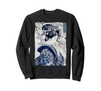 Impresión artística Ukiyo-e con Tinta Azul de Geisha Japonesa Sudadera