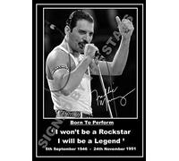 Impresión autografiada de Freddie Mercury de impresionante calidad (A4, 29,7 cm x 21 cm)