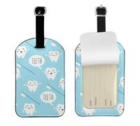 Impresión azul de dentista e higienista dental,Etiquetas de equipaje de cuero sintético con nombre, etiquetas de viaje duraderas, 2 unidades