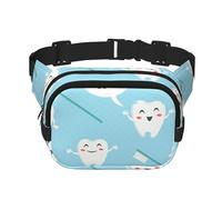 Impresión Azul de un Lindo Dentista e higienista Dental,Riñonera Cuadrada de Doble Capa, Bolso de Viaje, Bolso Informal para el Pecho.