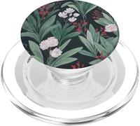 Impresión botánica de Flores oscuras Rojas y Blancas PopSockets PopGrip para MagSafe