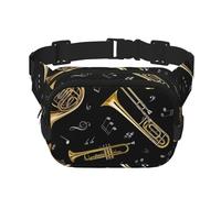 Impresión clásica de Instrumentos Musicales,Riñonera Cuadrada de Doble Capa, Bolso de Viaje, Bolso Informal para el Pecho.