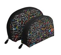 Impresión Colorida de fórmula matemática, Bolsa de Maquillaje de Concha, Monedero pequeño para Mujer, Bolsa de artículos de tocador, Bolsa de cosméticos, 2 Piezas