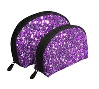 Impresión con Brillo y Brillo., Bolsa de Maquillaje de Concha, Monedero pequeño para Mujer, Bolsa de artículos de tocador, Bolsa de cosméticos, 2 Piezas