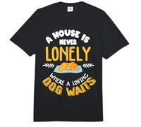 Impresión con Texto en inglés A House is Never Lonely Where a Loving Dog Waits. Comfort Colors Adult Heavyweight T-Shirt