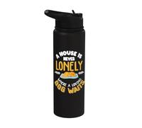 Impresión con texto en inglés "A house is never lonely where a loving dog waits". Stainless Steel Insulated Water Bottle