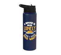 Impresión con texto en inglés "A house is never lonely where a loving dog waits". Stainless Steel Insulated Water Bottle
