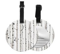 Impresión de abedul,Etiquetas de equipaje de cuero sintético con nombre, etiquetas de viaje duraderas, 2 unidades