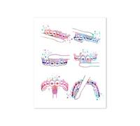 Impresión de acuarela anatómica dientes y póster odontología arte médico lienzo pintura dentista Oficina clínica pared imagen decorativa(5,20x25 cm No Frame)