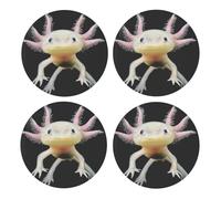 Impresión de ajolote,Posavasos Redondos de Corcho MDF, Almohadilla para Tazas, Juego de 4 Posavasos para Bebidas