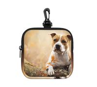 Impresión de American Staffordshire Terrier,Bolsa de Almacenamiento Cuadrada con Cremallera, Monedero de Neopreno, Carteras pequeñas, Monedero pequeño, Monedero
