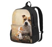 Impresión de American Staffordshire Terrier,Mochila con bolsillos, mochila informal para el día a día, resistente al agua, ideal para la escuela, viajes