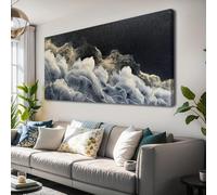 Impresión de arte de pared con capas de ondas vintage para sala de estar, dormitorio, decoración de gran tamaño, obra de arte contemporáneo, oficina, cocina, hogar (35x72cm/14x28in)