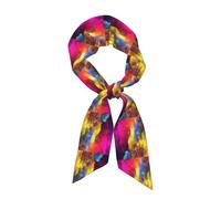 Impresión de arte en acuarela con hermosa tinta., Bufanda de seda sintética para mujer, bufandas de moda para el cuello, pañuelo para el cuello, diadema
