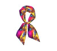 Impresión de arte en acuarela con hermosa tinta., Bufanda de seda sintética para mujer, bufandas de moda para el cuello, diadema versátil