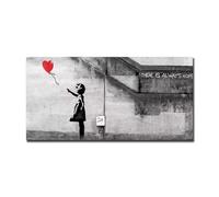 Impresión de Banksy sobre lienzo, chica con bola roja, pintura artística, grafiti, imagen HD, póster, mesas, pared, decoración moderna para habitación (90 x 180 cm, sin marco)