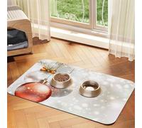 Impresión de Bolas de Navidad,Tapete para Comida de Mascotas, manteles Individuales de Cuero sintético para Gatos y Perros,40x60cm