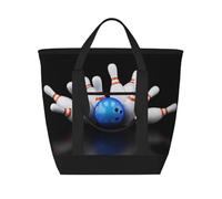 Impresión de botella de bolos,Bolsas de almuerzo de gran capacidad, bolsa de mano térmica para mujeres, hombres, trabajo, picnic, viajes.