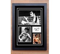 Impresión de Bruce Lee firmada (A4 enmarcada 34 cm x 24 cm)