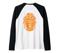Impresión de Cabeza de Buda, sabiduría Budista Camiseta Manga Raglan