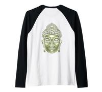 Impresión de Cabeza de Buda Siddhartha Gautama Camiseta Manga Raglan
