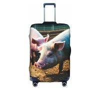 Impresión de cerdos en granja lista para viajes, protección contra arañazos, excluye la funda de maleta que evita que el equipaje se mezcle, White, M