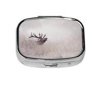 Impresión de ciervos salvajes, Pastillero cuadrado para bolsillo o monedero, pequeño contenedor de pastillas, organizador de pastillas de viaje