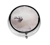 Impresión de ciervos salvajes, Pastillero, Pastillero redondo Pequeño contenedor de pastillas Organizador de pastillas de viaje