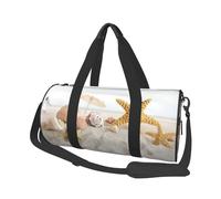 Impresión de Conchas de mar y Estrellas de mar en la Playa, Bolsa de Viaje de Gran Capacidad, Bolso Redondo, Bolsa de Viaje Deportiva, Bolsa de Mano, Bolsa de Fitness