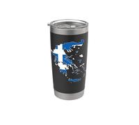 Impresión de corazón con la bandera de Grecia Orgulloso de ser griego I Love Athens Vaso térmico de acero inoxidable de doble pared