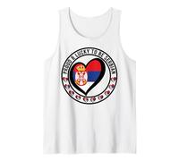 Impresión de corazón con la bandera de Proud And Lucky To Be Serbian I Love Serbia Camiseta sin Mangas