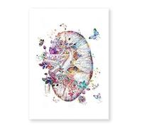 Impresión de corazón humano, lienzo anatomía órganos, pintura medicina, póster anatómico, estampado Vintage, imágenes flores acuarela, decoración clínica(F,10x15cm No Frame)