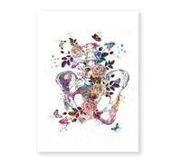 Impresión de corazón humano, lienzo anatomía órganos, pintura medicina, póster anatómico, estampado Vintage, imágenes flores acuarela, decoración clínica(H,10x15cm No Frame)