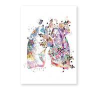 Impresión de corazón humano, lienzo anatomía órganos, pintura medicina, póster anatómico, estampado Vintage, imágenes flores Color agua, decoración clínica(2,20x25cm Canvas)