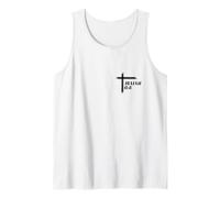 Impresión de Cruz Cristiana Here Am I Send me en la Parte Delantera y Trasera Camiseta sin Mangas