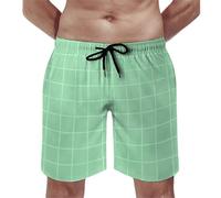 Impresión De Cuadrícula Dibujada A Mano En Cian Pantalones Cortos Ligeros Traje De Baño Hombre Secado Rápido Pantalon Corto De Playa para Verano Surf Jogger M